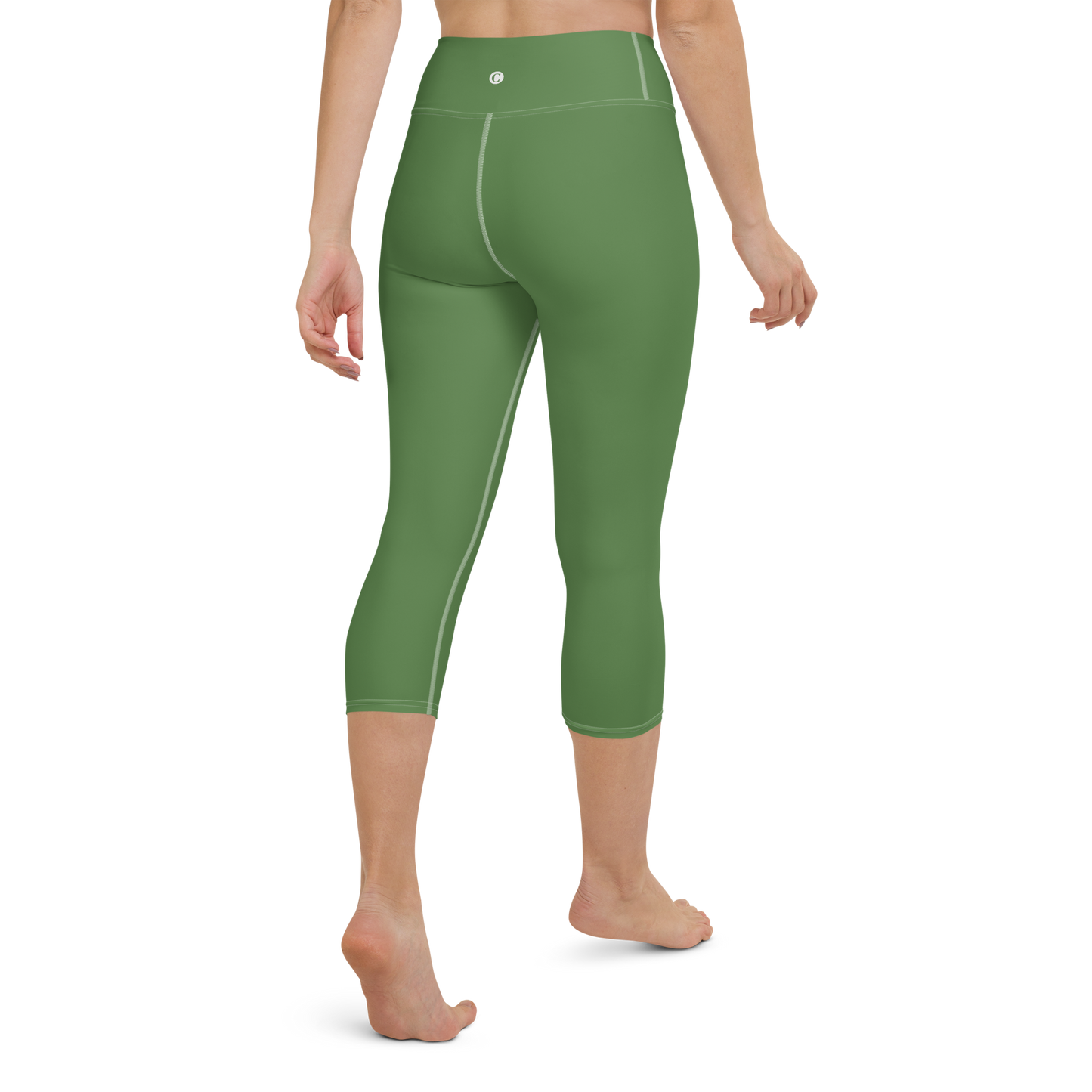 Michigan Upper Peninsula Yoga Capri Leggings (w/ UP Outline) | Pine Green