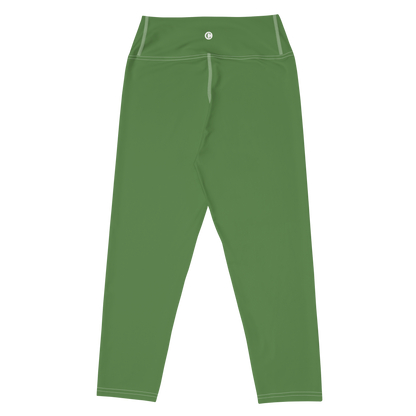 Michigan Upper Peninsula Yoga Capri Leggings (w/ UP Outline) | Pine Green