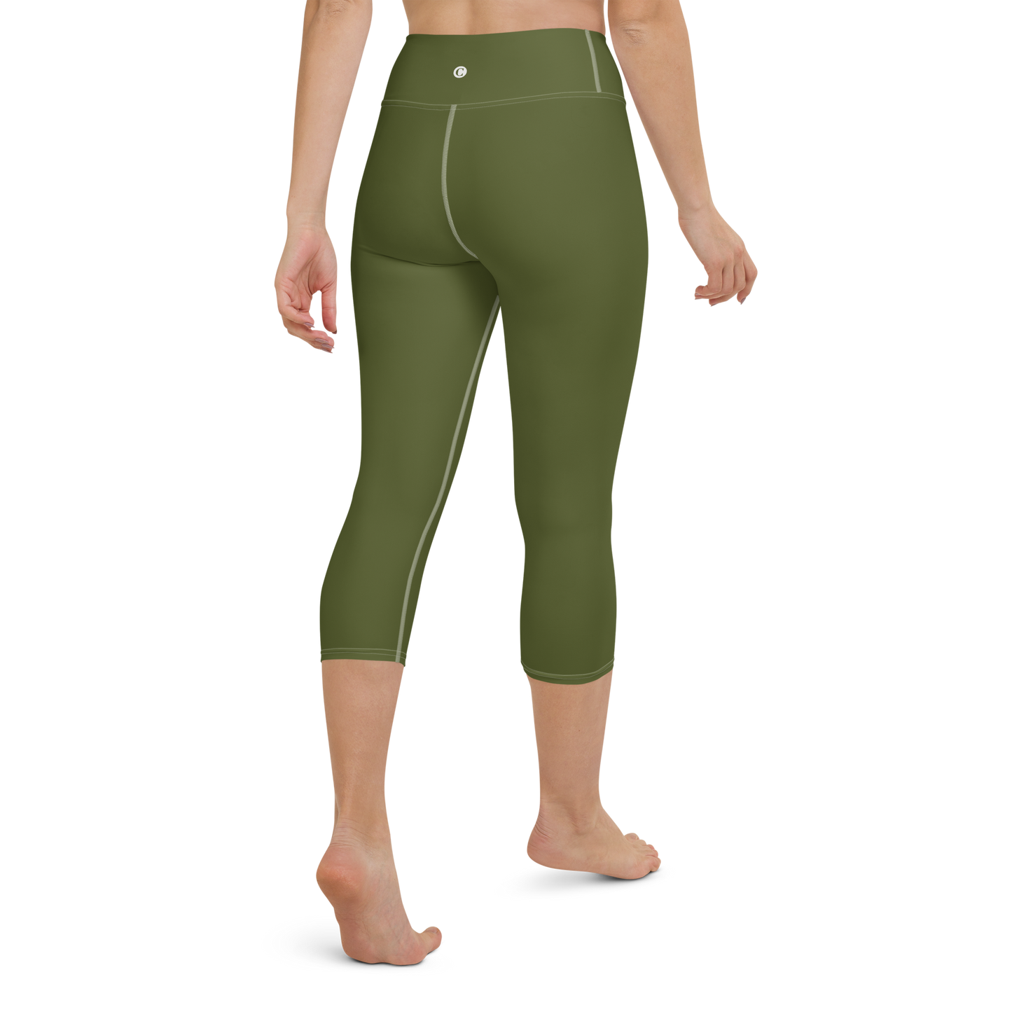 Michigan Upper Peninsula Yoga Capri Leggings (w/ UP Outline) | Army Green