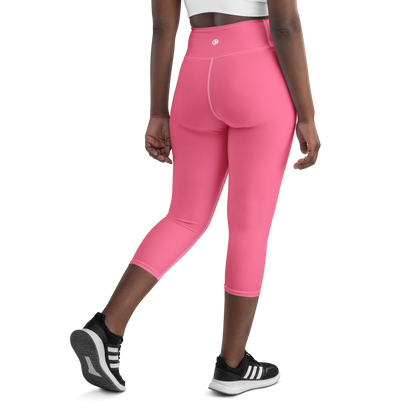 Michigan Upper Peninsula Yoga Capri Leggings (w/ UP Outline) | Rhodochrosite Pink