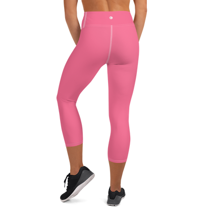 Michigan Upper Peninsula Yoga Capri Leggings (w/ UP Outline) | Rhodochrosite Pink