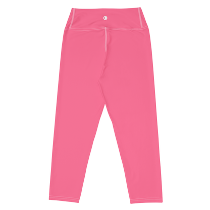 Michigan Upper Peninsula Yoga Capri Leggings (w/ UP Outline) | Rhodochrosite Pink