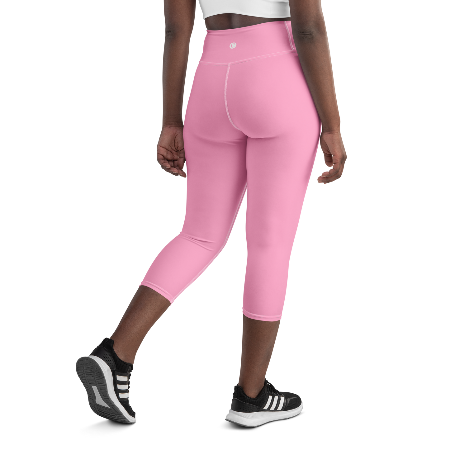 Michigan Upper Peninsula Yoga Capri Leggings (w/ UP Outline) | '67 Caddie Pink