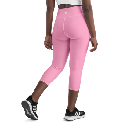 Michigan Upper Peninsula Yoga Capri Leggings (w/ UP Outline) | '67 Caddie Pink