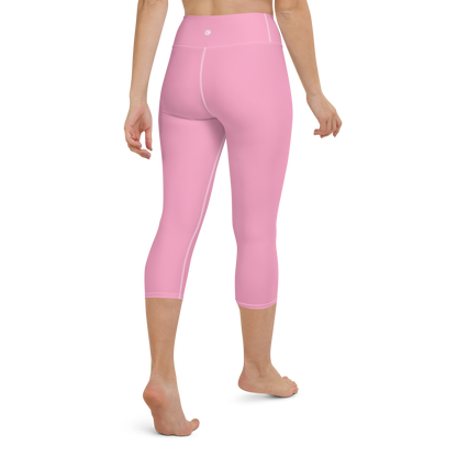 Michigan Upper Peninsula Yoga Capri Leggings (w/ UP Outline) | '67 Caddie Pink