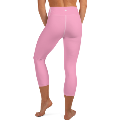 Michigan Upper Peninsula Yoga Capri Leggings (w/ UP Outline) | '67 Caddie Pink