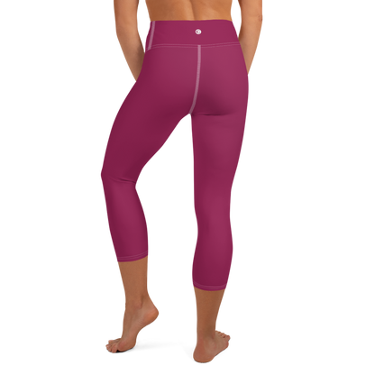 Michigan Upper Peninsula Yoga Capri Leggings (w/ UP Outline) | Ruby Red