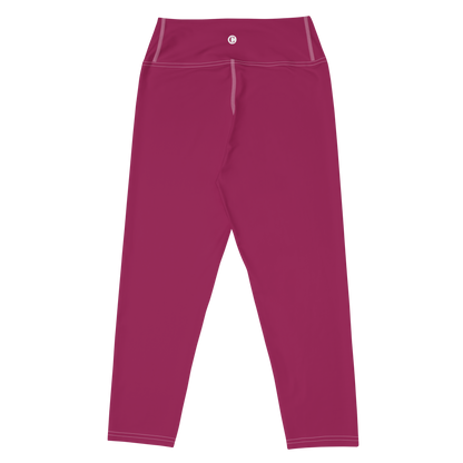 Michigan Upper Peninsula Yoga Capri Leggings (w/ UP Outline) | Ruby Red