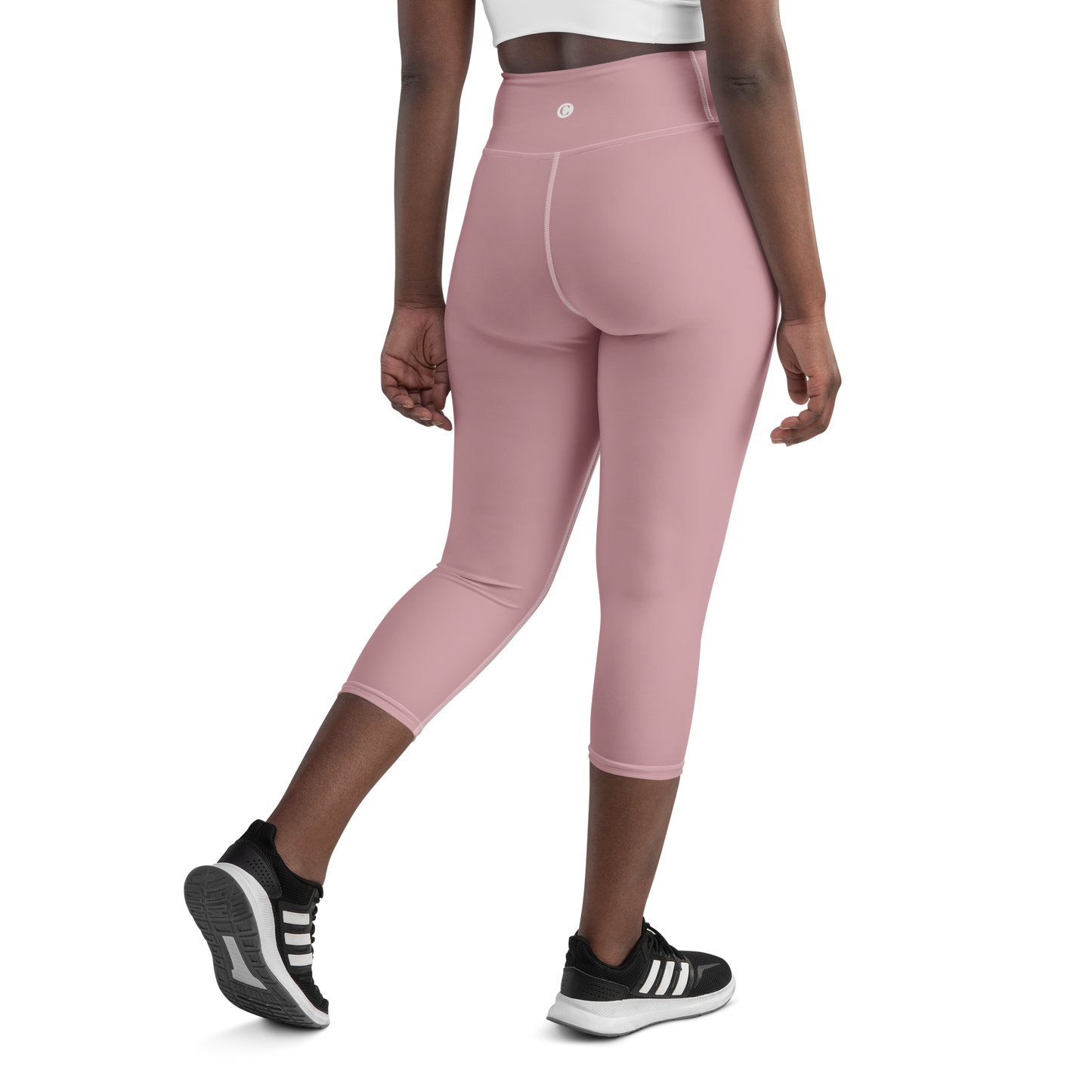 Michigan Upper Peninsula Yoga Capri Leggings (w/ UP Outline) | Cherry Blossom Pink