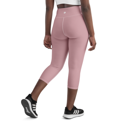 Michigan Upper Peninsula Yoga Capri Leggings (w/ UP Outline) | Cherry Blossom Pink