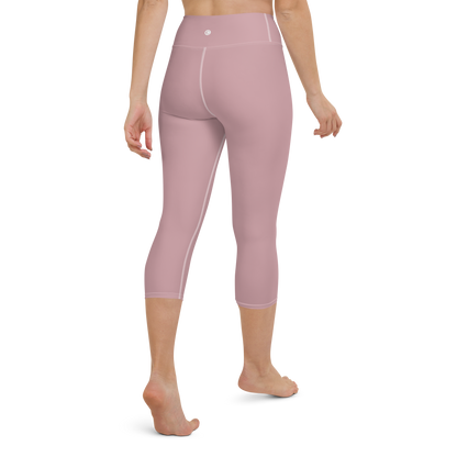 Michigan Upper Peninsula Yoga Capri Leggings (w/ UP Outline) | Cherry Blossom Pink