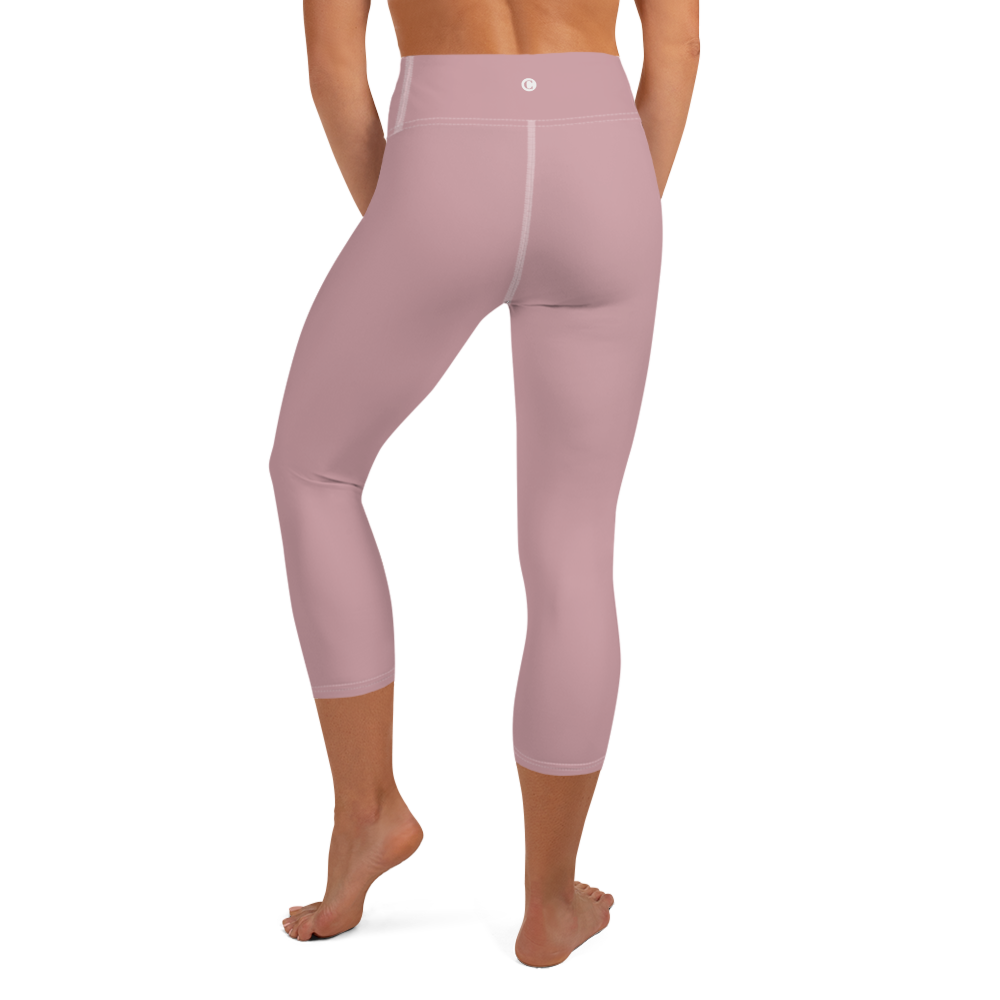 Michigan Upper Peninsula Yoga Capri Leggings (w/ UP Outline) | Cherry Blossom Pink