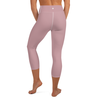 Michigan Upper Peninsula Yoga Capri Leggings (w/ UP Outline) | Cherry Blossom Pink