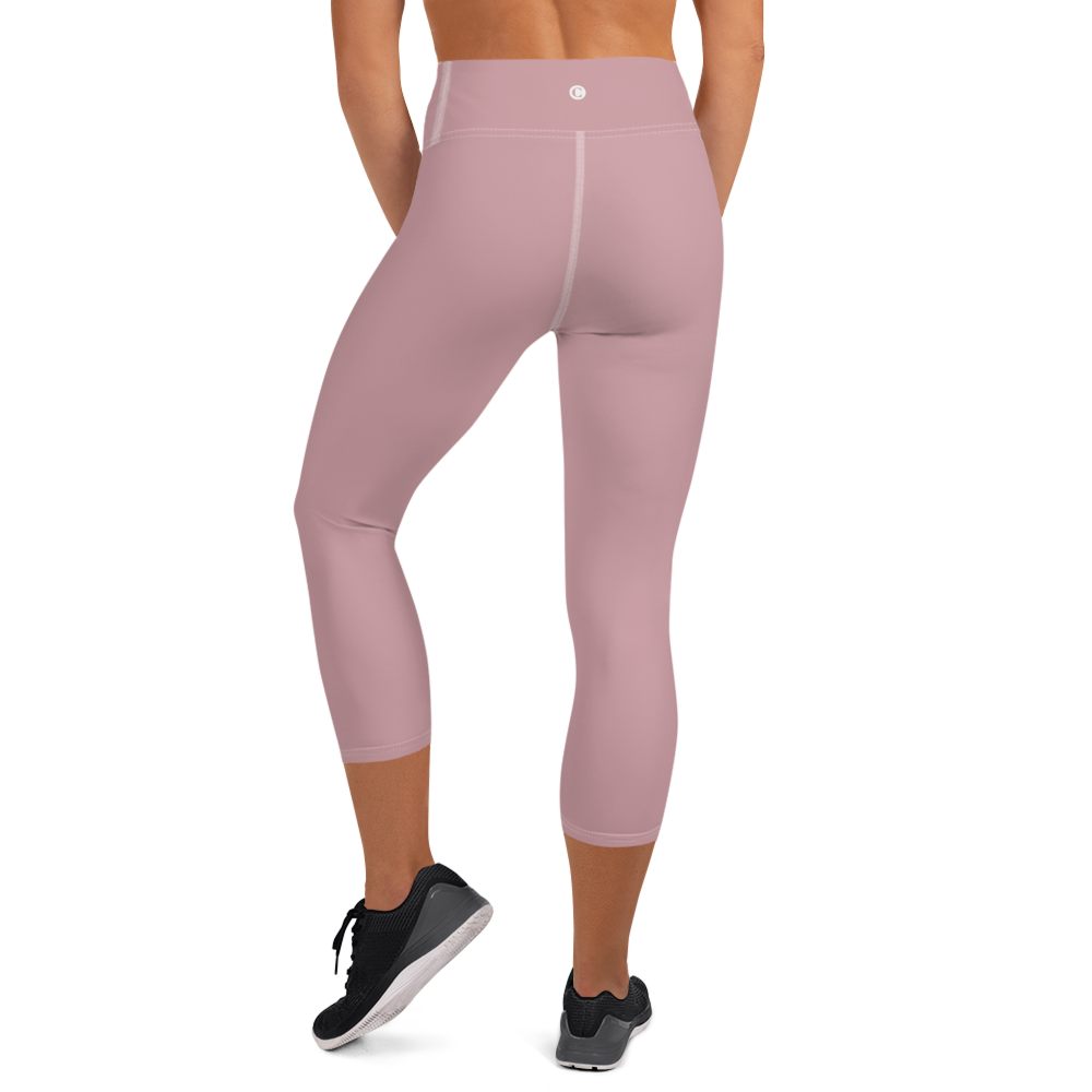 Michigan Upper Peninsula Yoga Capri Leggings (w/ UP Outline) | Cherry Blossom Pink