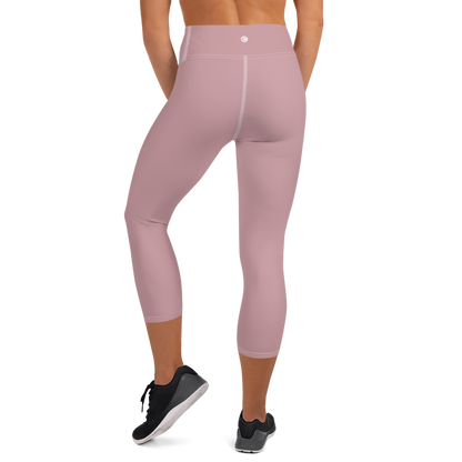 Michigan Upper Peninsula Yoga Capri Leggings (w/ UP Outline) | Cherry Blossom Pink