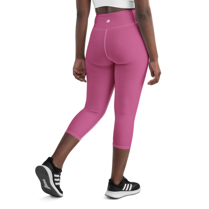 Michigan Upper Peninsula Yoga Capri Leggings (w/ UP Outline) | Apple Blossom Pink