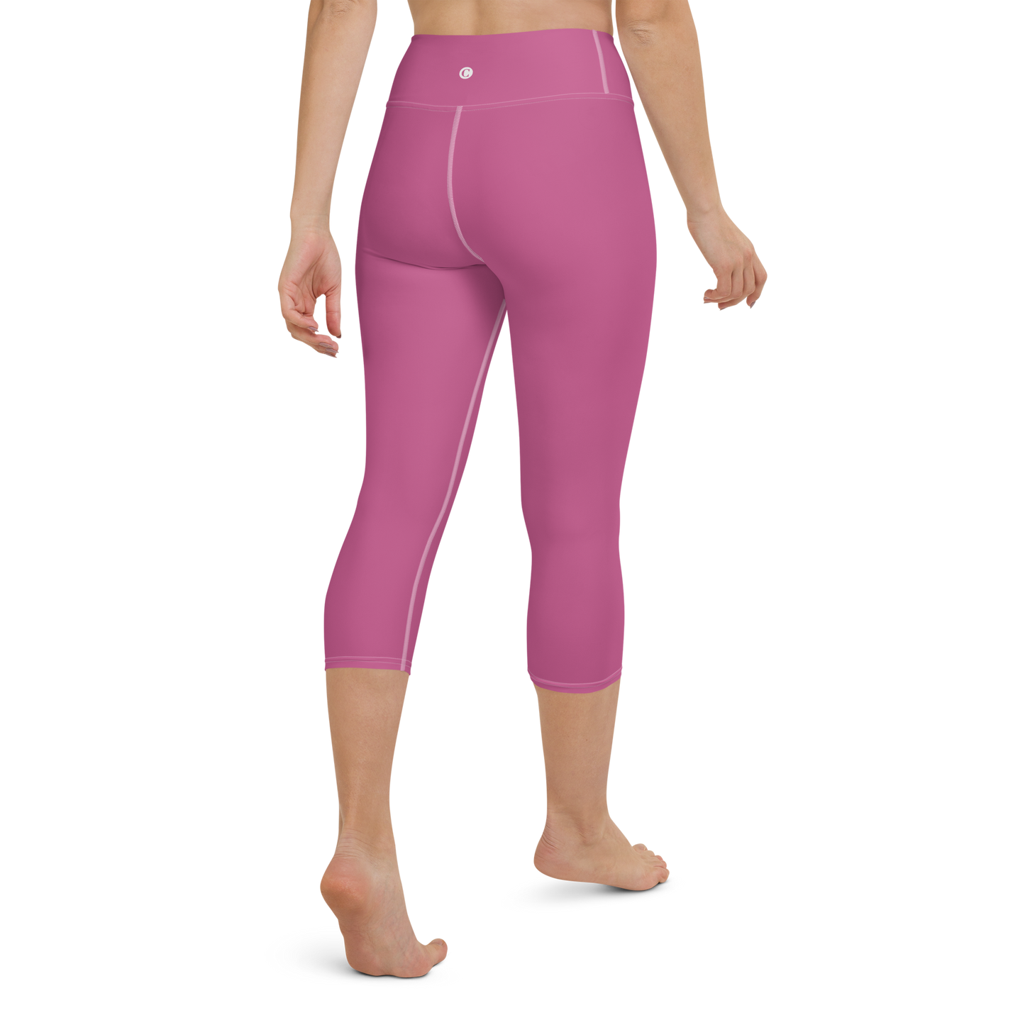 Michigan Upper Peninsula Yoga Capri Leggings (w/ UP Outline) | Apple Blossom Pink