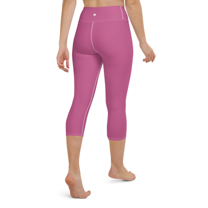 Michigan Upper Peninsula Yoga Capri Leggings (w/ UP Outline) | Apple Blossom Pink