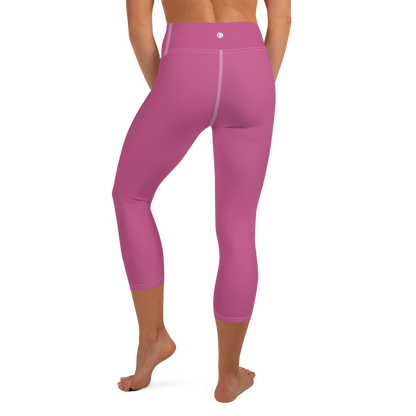 Michigan Upper Peninsula Yoga Capri Leggings (w/ UP Outline) | Apple Blossom Pink