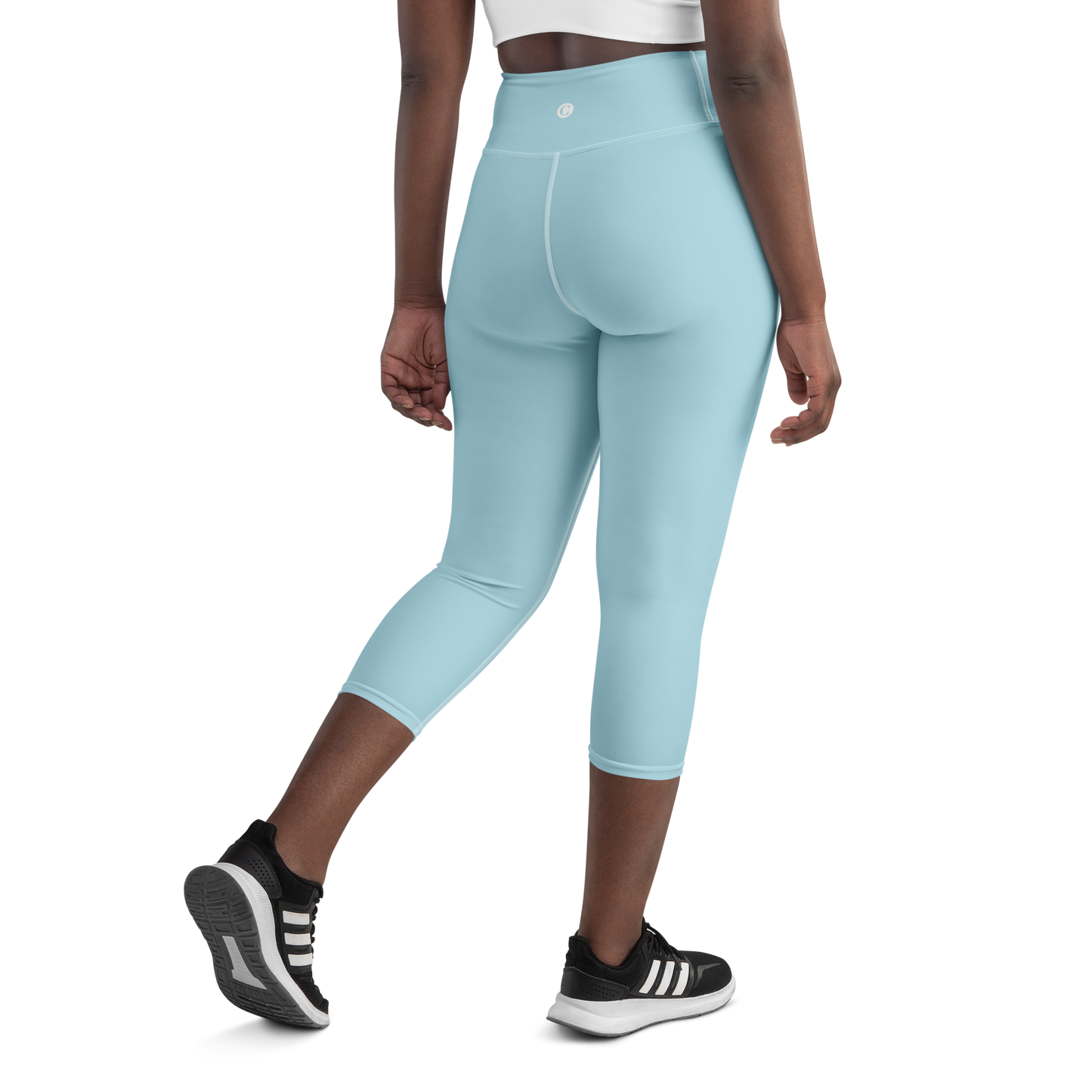 Michigan Upper Peninsula Yoga Capri Leggings (w/ UP Outline) | '58 Caddie Blue