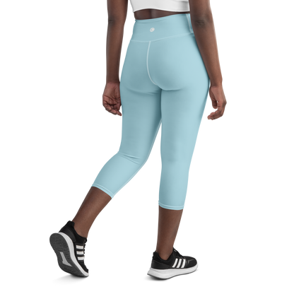 Michigan Upper Peninsula Yoga Capri Leggings (w/ UP Outline) | '58 Caddie Blue