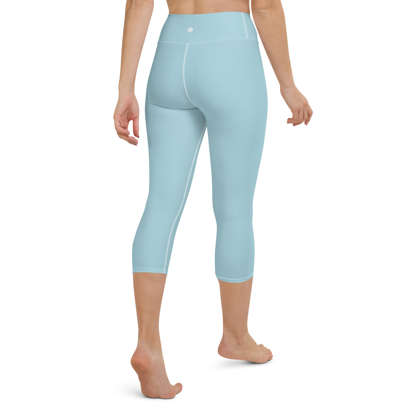 Michigan Upper Peninsula Yoga Capri Leggings (w/ UP Outline) | '58 Caddie Blue