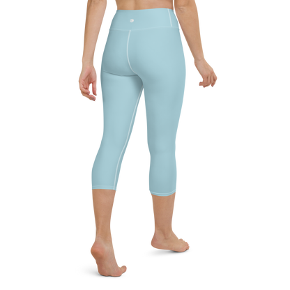 Michigan Upper Peninsula Yoga Capri Leggings (w/ UP Outline) | '58 Caddie Blue