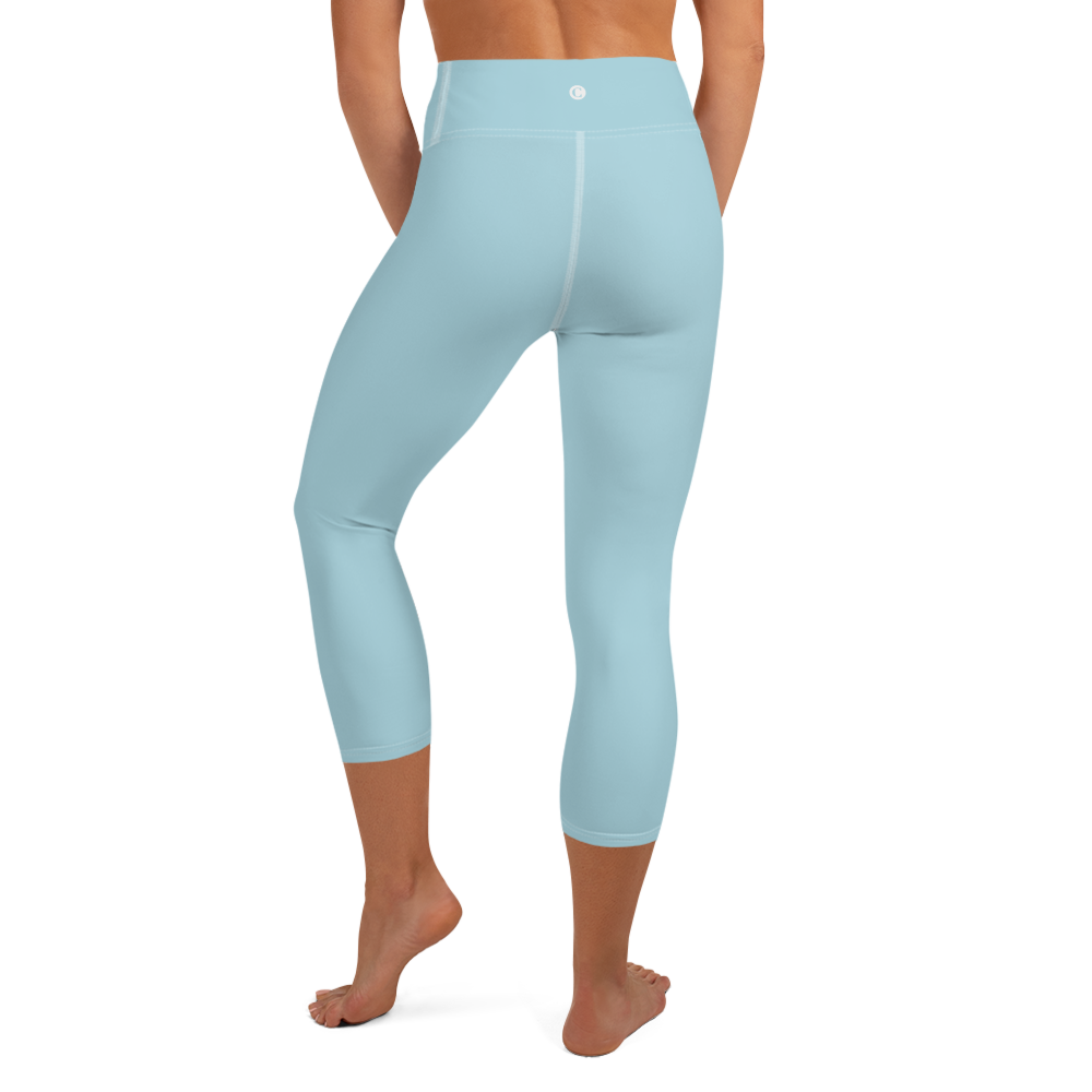 Michigan Upper Peninsula Yoga Capri Leggings (w/ UP Outline) | '58 Caddie Blue