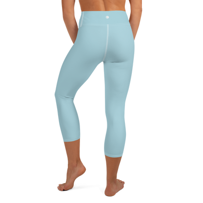 Michigan Upper Peninsula Yoga Capri Leggings (w/ UP Outline) | '58 Caddie Blue