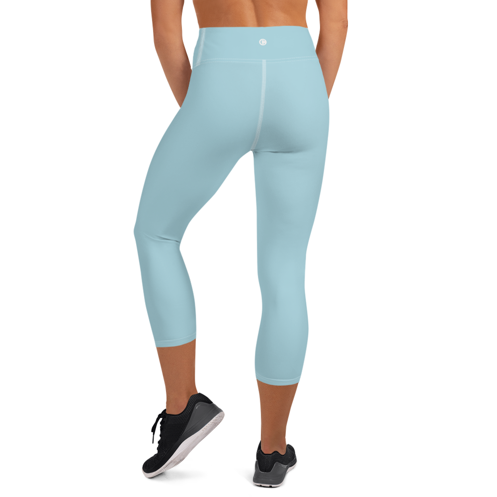 Michigan Upper Peninsula Yoga Capri Leggings (w/ UP Outline) | '58 Caddie Blue