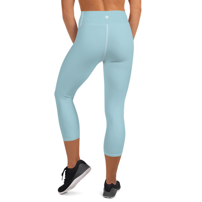 Michigan Upper Peninsula Yoga Capri Leggings (w/ UP Outline) | '58 Caddie Blue