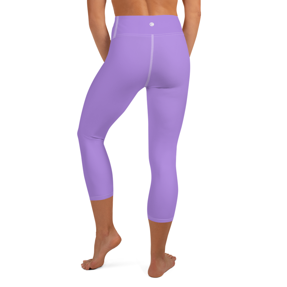 Michigan Upper Peninsula Yoga Capri Leggings (w/ UP Outline) | Lavender