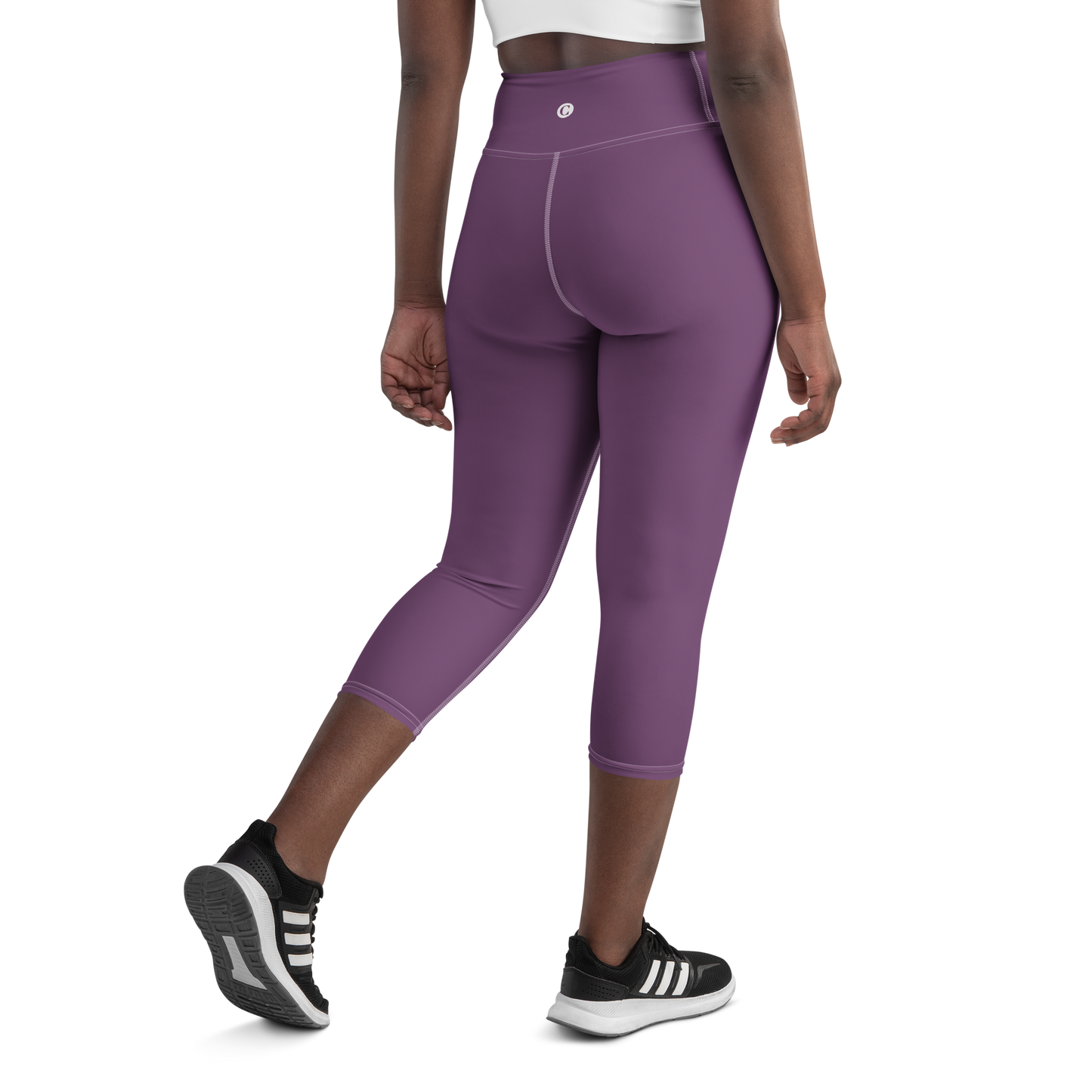 Michigan Upper Peninsula Yoga Capri Leggings (w/ UP Outline) | Plum