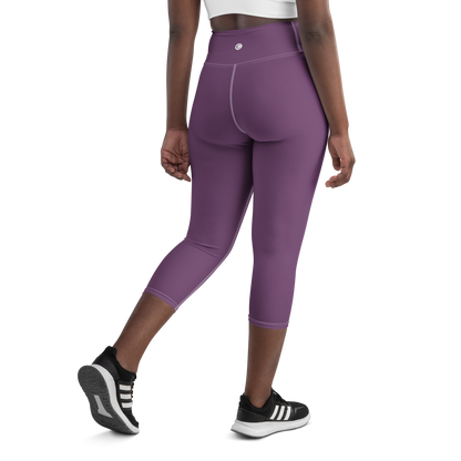 Michigan Upper Peninsula Yoga Capri Leggings (w/ UP Outline) | Plum