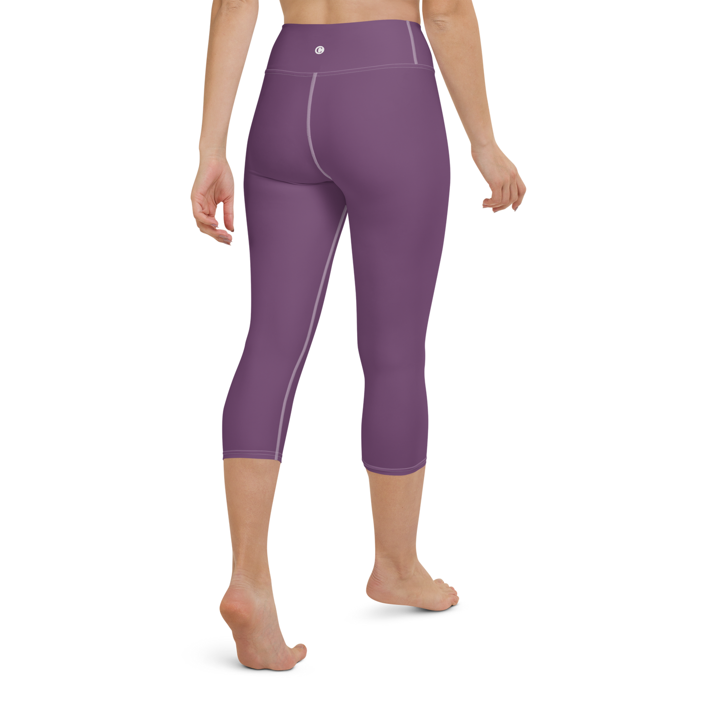 Michigan Upper Peninsula Yoga Capri Leggings (w/ UP Outline) | Plum