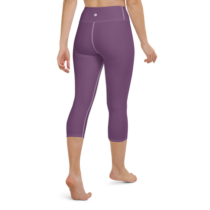 Michigan Upper Peninsula Yoga Capri Leggings (w/ UP Outline) | Plum