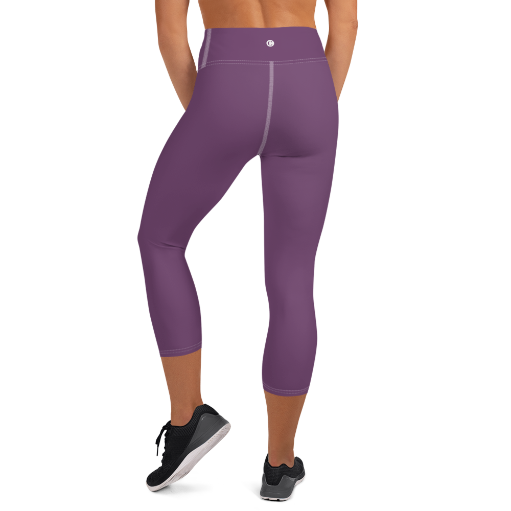 Michigan Upper Peninsula Yoga Capri Leggings (w/ UP Outline) | Plum