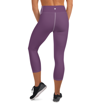 Michigan Upper Peninsula Yoga Capri Leggings (w/ UP Outline) | Plum