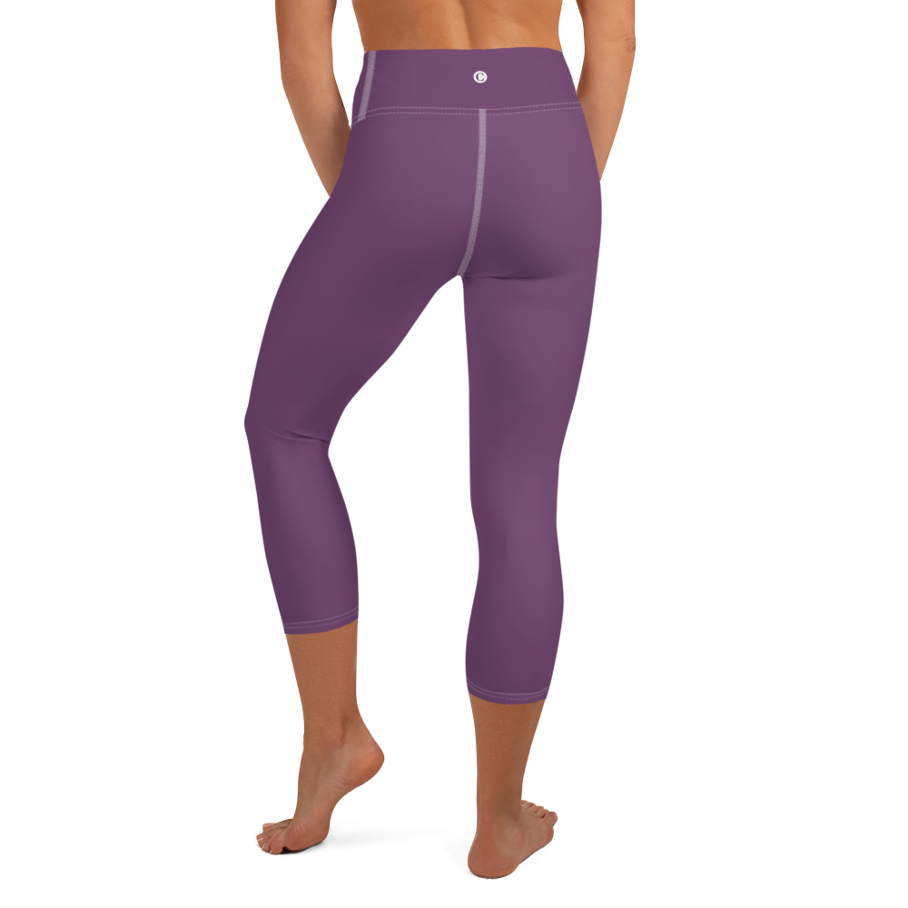 Michigan Upper Peninsula Yoga Capri Leggings (w/ UP Outline) | Plum