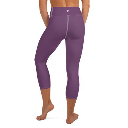 Michigan Upper Peninsula Yoga Capri Leggings (w/ UP Outline) | Plum