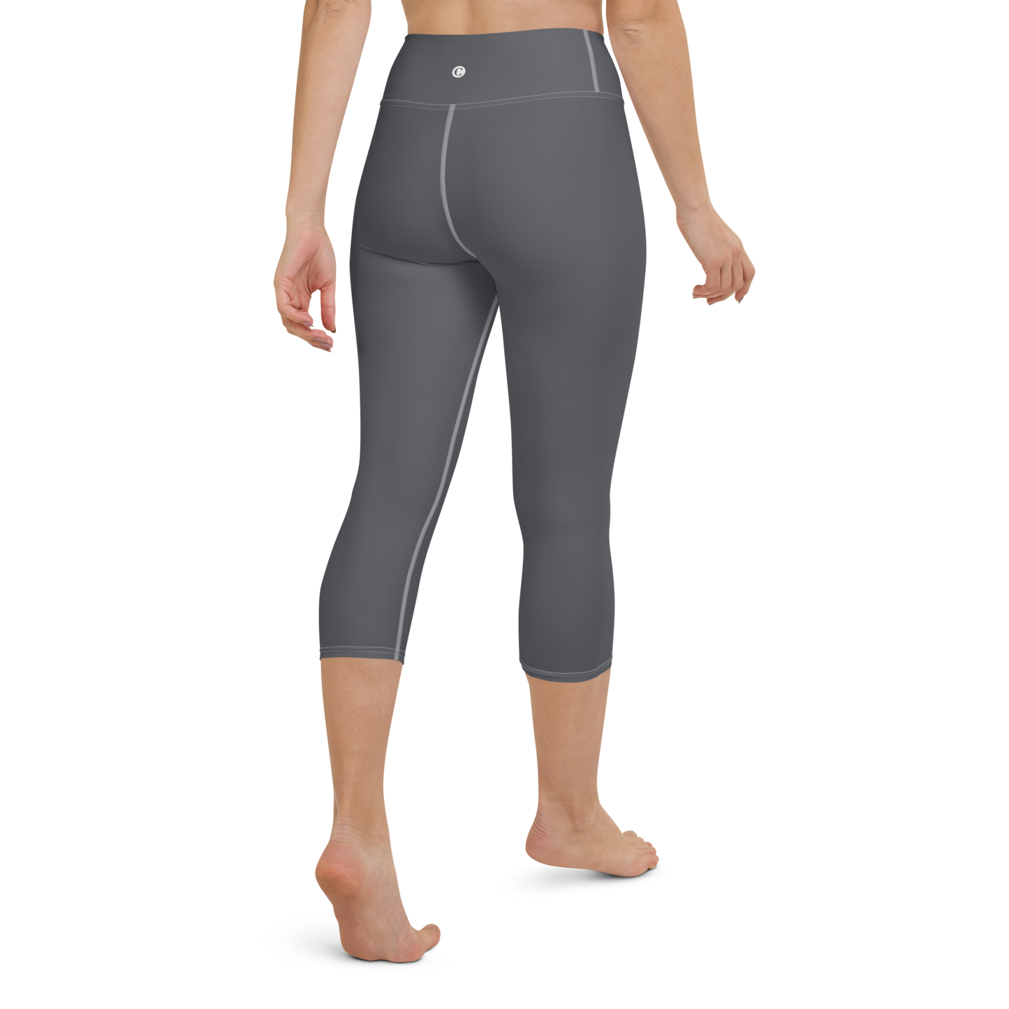 Michigan Upper Peninsula Yoga Capri Leggings (w/ UP Outline) | Iron Ore Grey