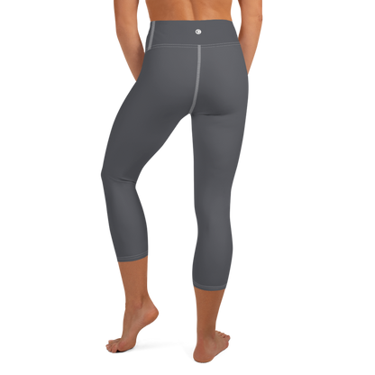 Michigan Upper Peninsula Yoga Capri Leggings (w/ UP Outline) | Iron Ore Grey