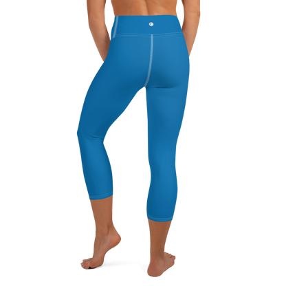 Michigan Upper Peninsula Yoga Capri Leggings (w/ UP Outline) | Azure