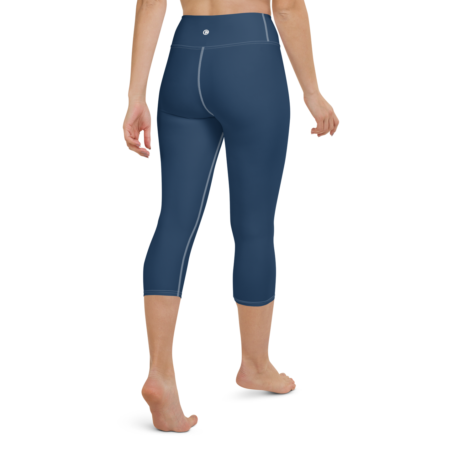 Michigan Upper Peninsula Yoga Capri Leggings (w/ UP Outline) | Navy