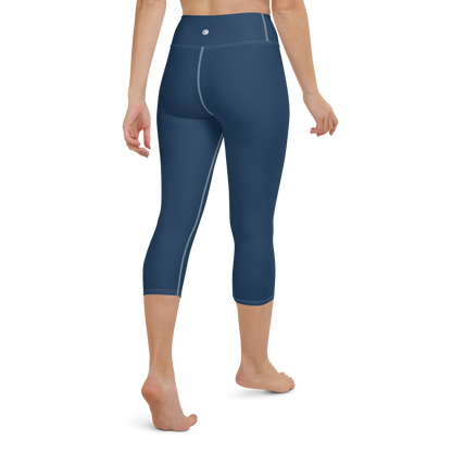 Michigan Upper Peninsula Yoga Capri Leggings (w/ UP Outline) | Navy