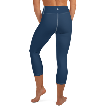 Michigan Upper Peninsula Yoga Capri Leggings (w/ UP Outline) | Navy