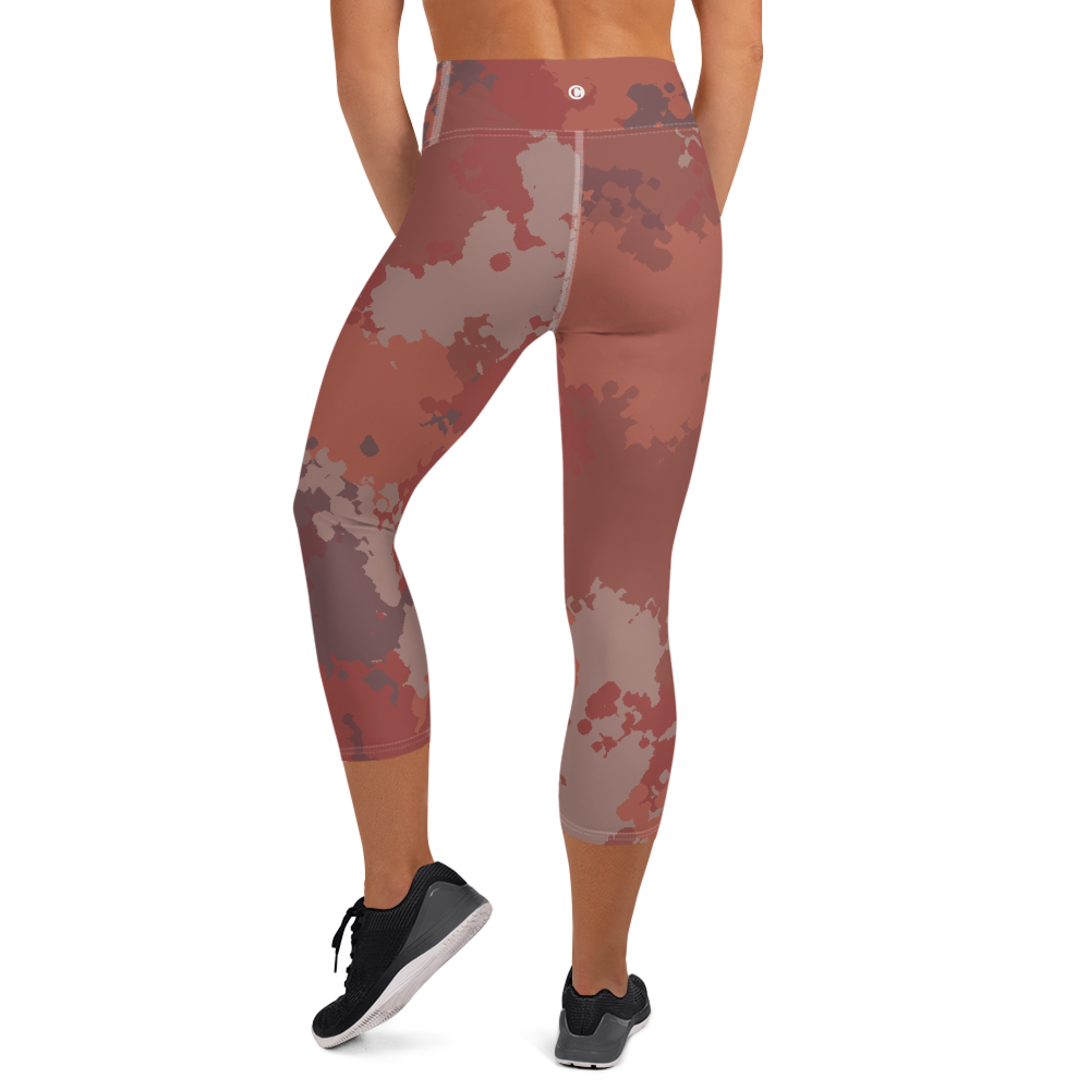 Michigan Upper Peninsula Yoga Capri Leggings (w/ UP Outline) | Ore Dock Camo