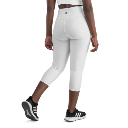 Michigan Upper Peninsula Yoga Capri Leggings (w/ UP Outline) | Birch Bark White