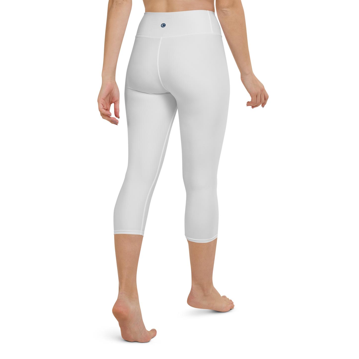 Michigan Upper Peninsula Yoga Capri Leggings (w/ UP Outline) | Birch Bark White