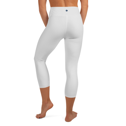 Michigan Upper Peninsula Yoga Capri Leggings (w/ UP Outline) | Birch Bark White